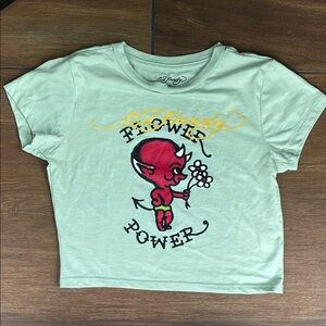 Ed Hardy Baby Devil Cropped T-Shirt $45 retail